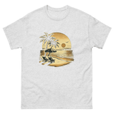 Beach serene scene at sunset t-shirt in ash color, front view