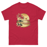 Beach serene scene at sunset t-shirt in cardinal color, front view