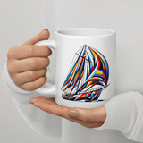 'Sailing in Color' White Glossy Ceramic Mug