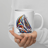 'Sailing in Color' White Glossy Ceramic Mug
