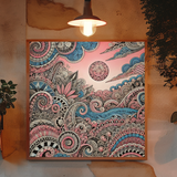 Zentangle Style Pink Sand Beach - Canvas Wall Art