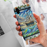 Tough Case for iPhone® Stained Glass Sailboat – Ocean-Inspired Style
