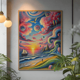 'Serene Sunset Sailboat / Surreal' Canvas Wall Art