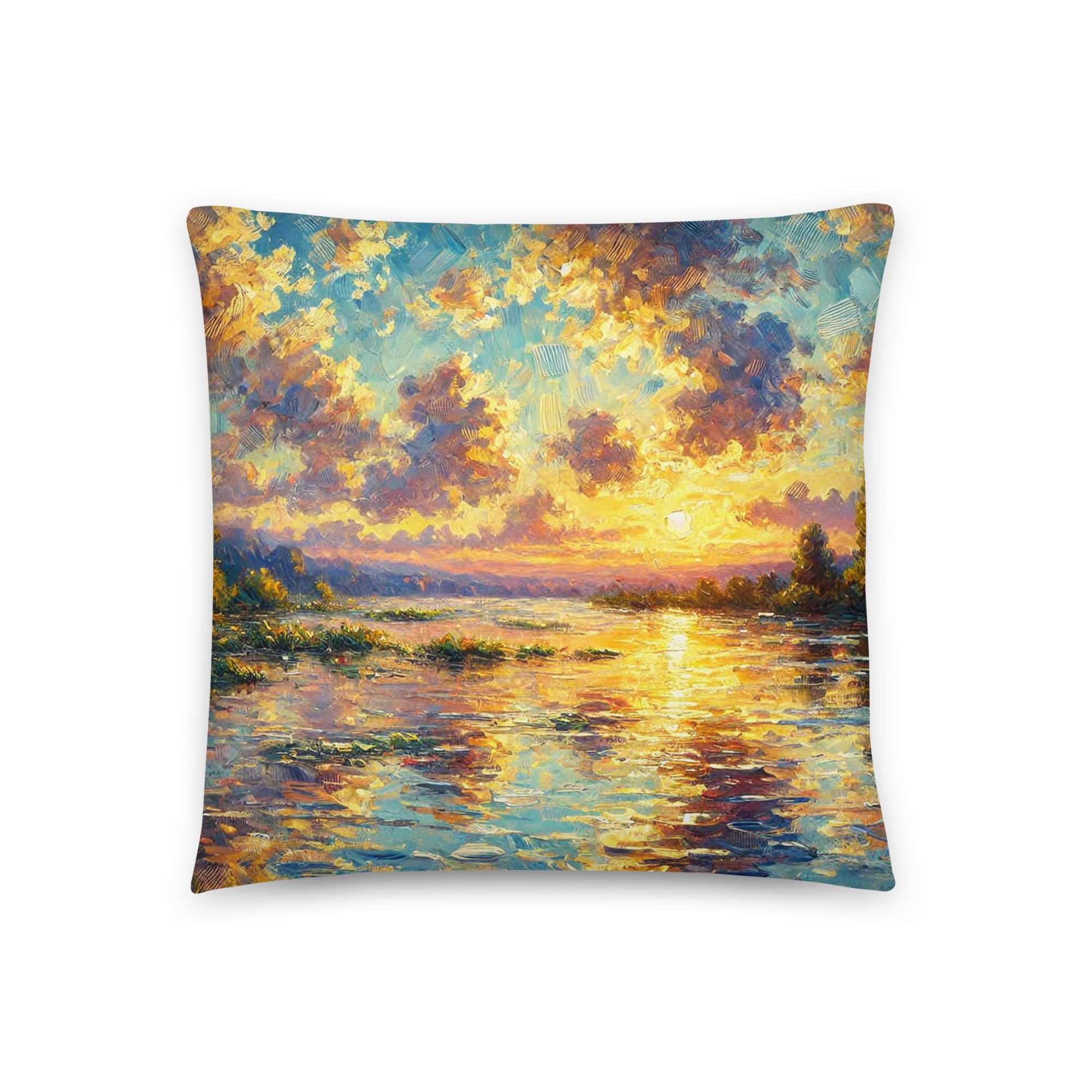 Sunset Clouds Decorative Pillow 18x18 back view