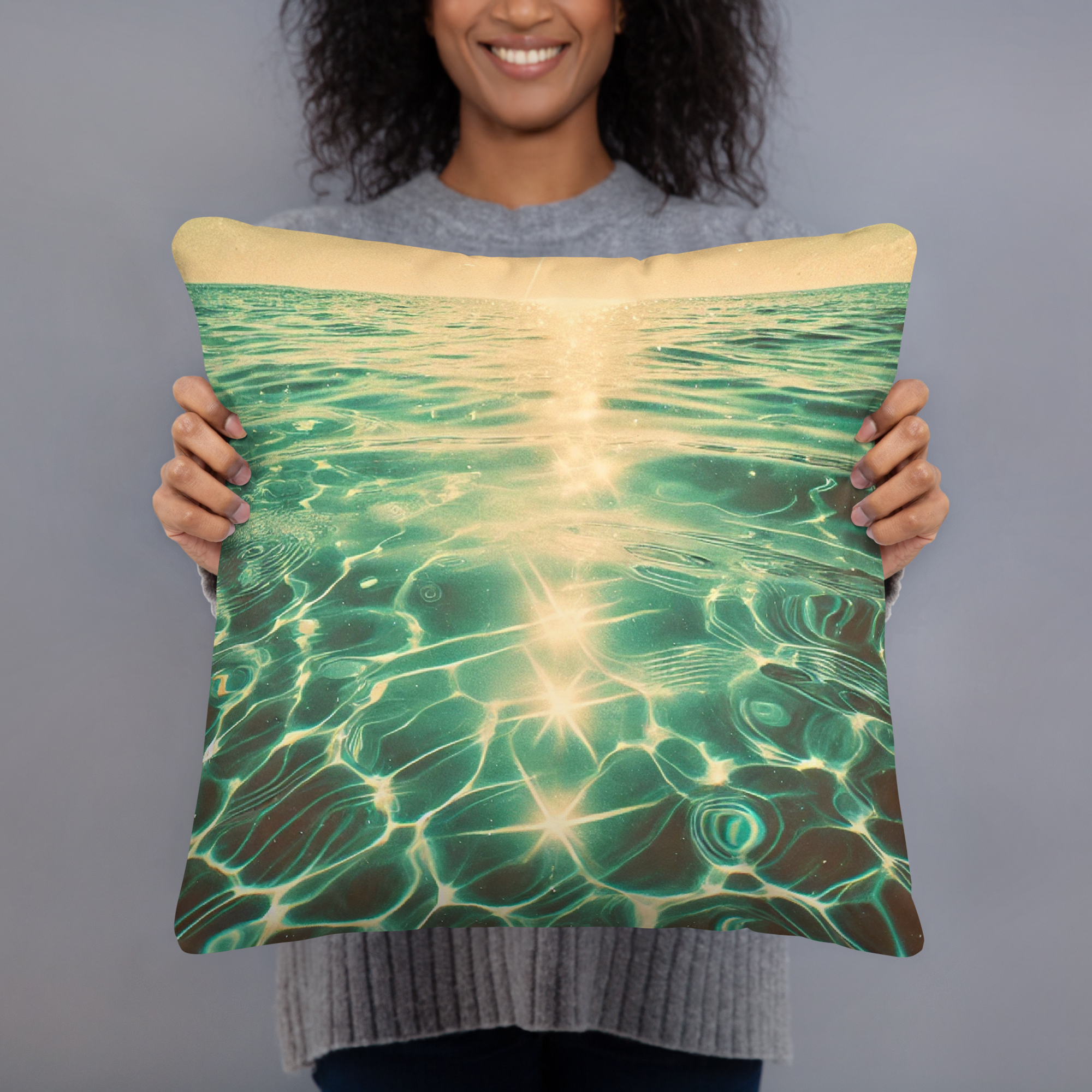 Bahamian Shallows Retro Pillow 18x18 back view