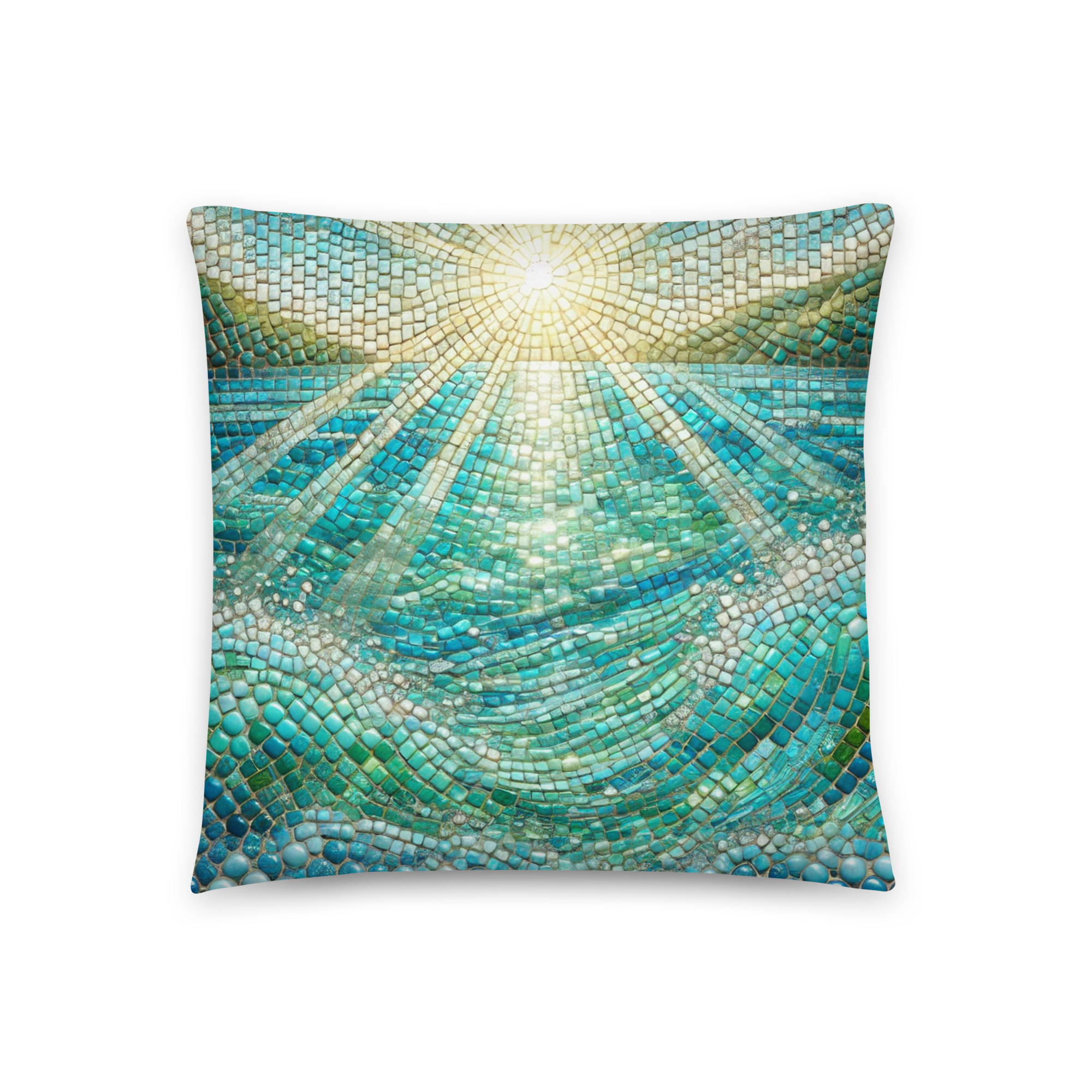 Bahamian Waters Mosaic Pillow 18x18 back view