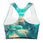 Bahamian Waters Surreal Sports Bra with rich ocean color unique and inspired by the vibrant waters of the Bahamas.  Back no model.