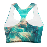 Bahamian Waters Surreal Sports Bra with rich ocean color unique and inspired by the vibrant waters of the Bahamas.  Back no model.