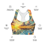 Bahamas Sunset Surreal Style Sports Bra with a unique sunset design for workout comfort.