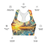 Bahamas Sunset Surreal Style Sports Bra with a unique sunset design for workout comfort.