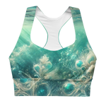 Turquoise Bahamian Waters Sports Bra inspired by the vibrant hues of the Bahamas. Front no model.