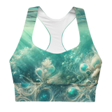 Turquoise Bahamian Waters Sports Bra inspired by the vibrant hues of the Bahamas. Front no model.