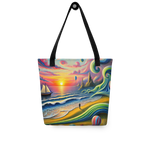 Tote bag with pink solitude surreal design, mockup