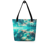 Tote bag with turquoise Bahamian waters design, mockup