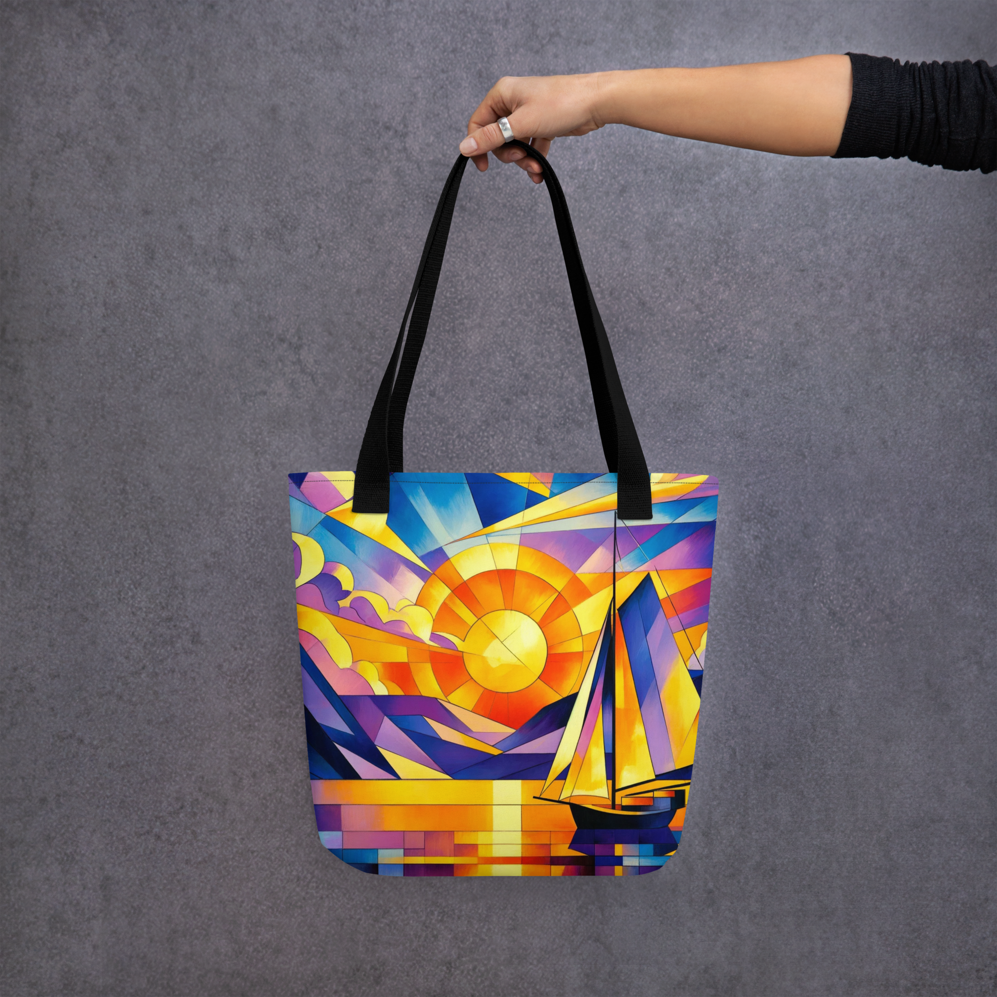 Tote bag with sail cube design, mockup