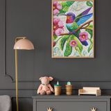 'Hummingbird with Flowers / Mosaic' Canvas Wall Art