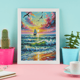 'Serene Sunset Sailboat / Post-Impressionistic' Canvas Wall Art
