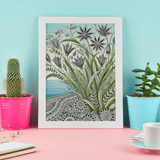 'Beach Grass / Zentangle' Canvas Wall Art