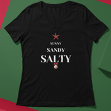Salty Tree White Text Relaxed V-neck T-shirt