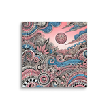 Zentangle Pink Sand Beach Canvas Wall Art 16x16 wall view