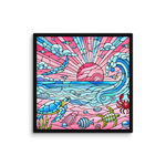 Stained Glass Pink Sand Beach Sea Creatures Canvas Wall Art 16x16 wall view