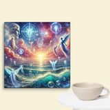 Ocean Spiritual Beings Canvas Wall Art 6x6 wall view