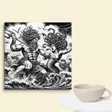 Poseidon Battling Medusa Canvas Wall Art 6x6 wall view