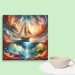 Surreal Sailboat Canvas Wall Art 6x6 wall view