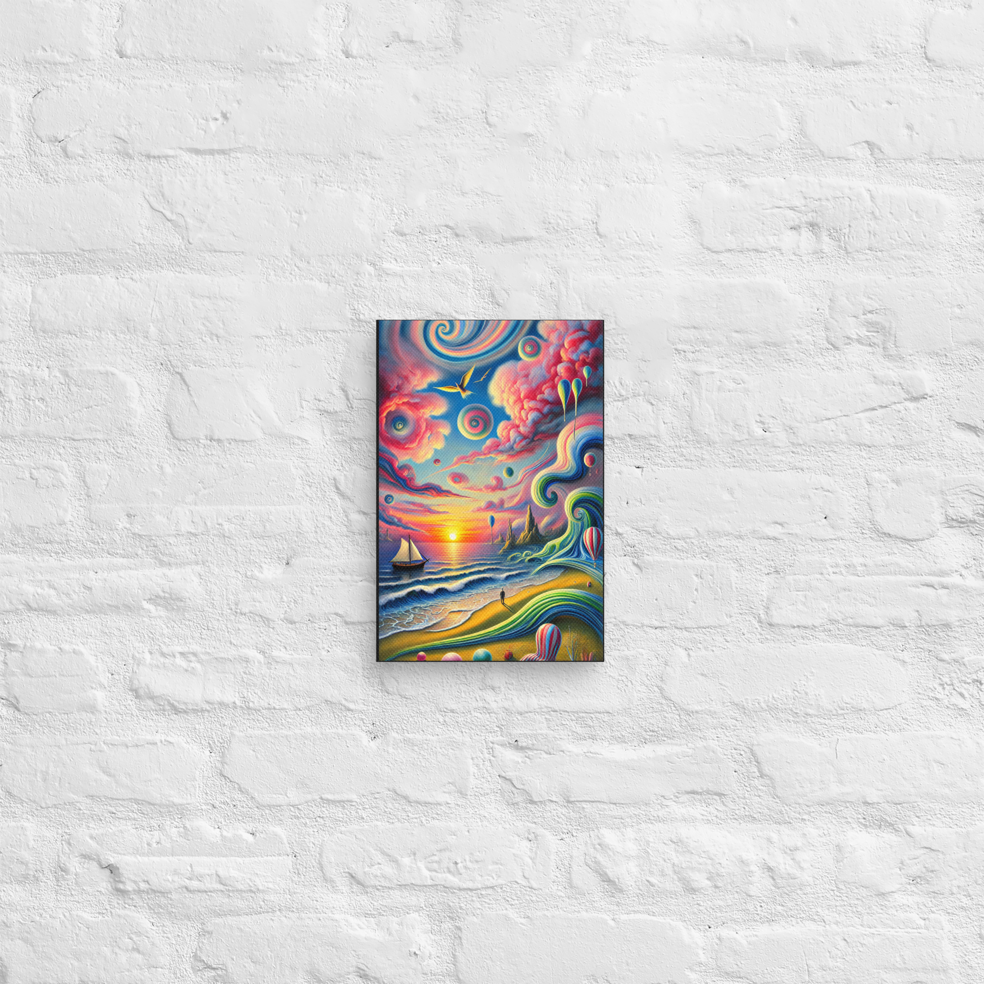 Surreal Sailboat Sunset Solitude Canvas Wall Art 8x12 front view