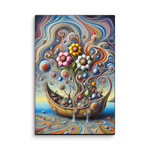 Surreal Boat Lake Worth Flowers Canvas Wall Art 8x12 wall view