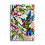 Stained Glass Hummingbird Flowers Canvas Wall Art 8x12 wall view