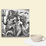 Poseidon Amphitrite Walking Through Water Canvas Wall Art 8x8 wall view