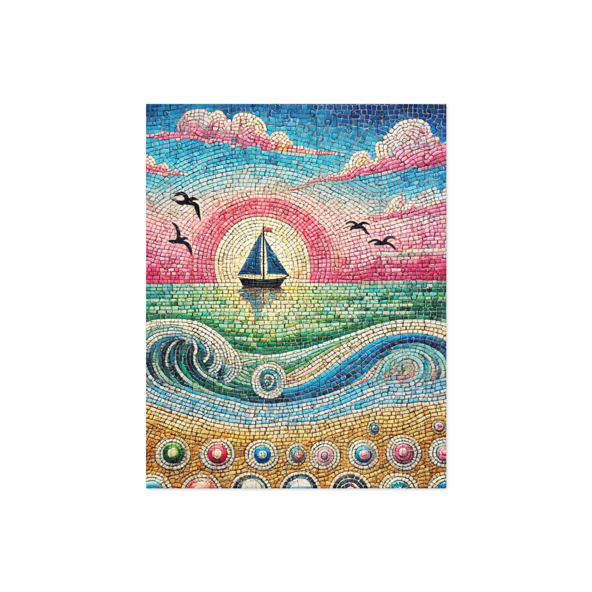 Mosaic Style Serene Sailboat Nautical Puzzle 252 pieces