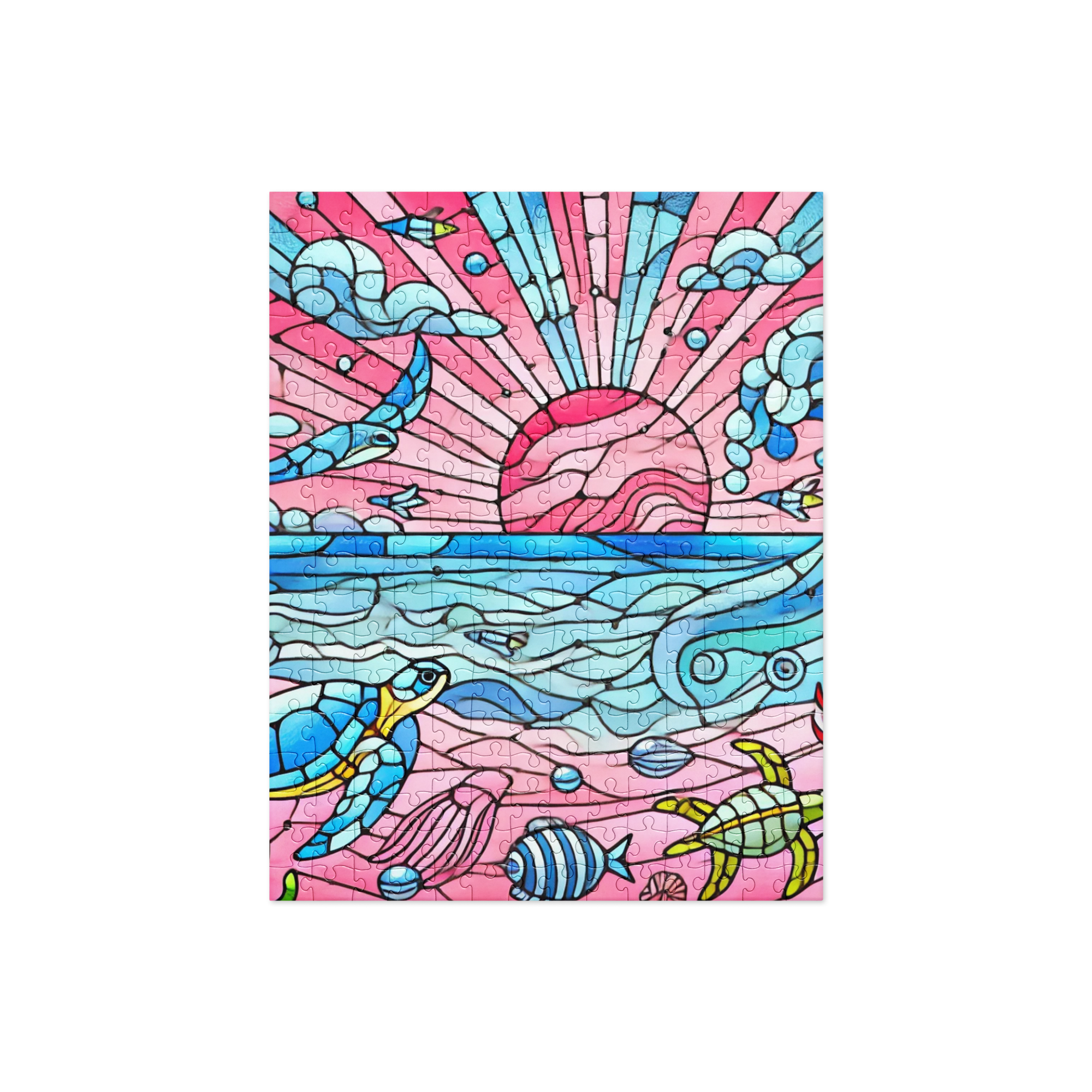 Stained Glass Pink Sand Beach Puzzle 252 pieces