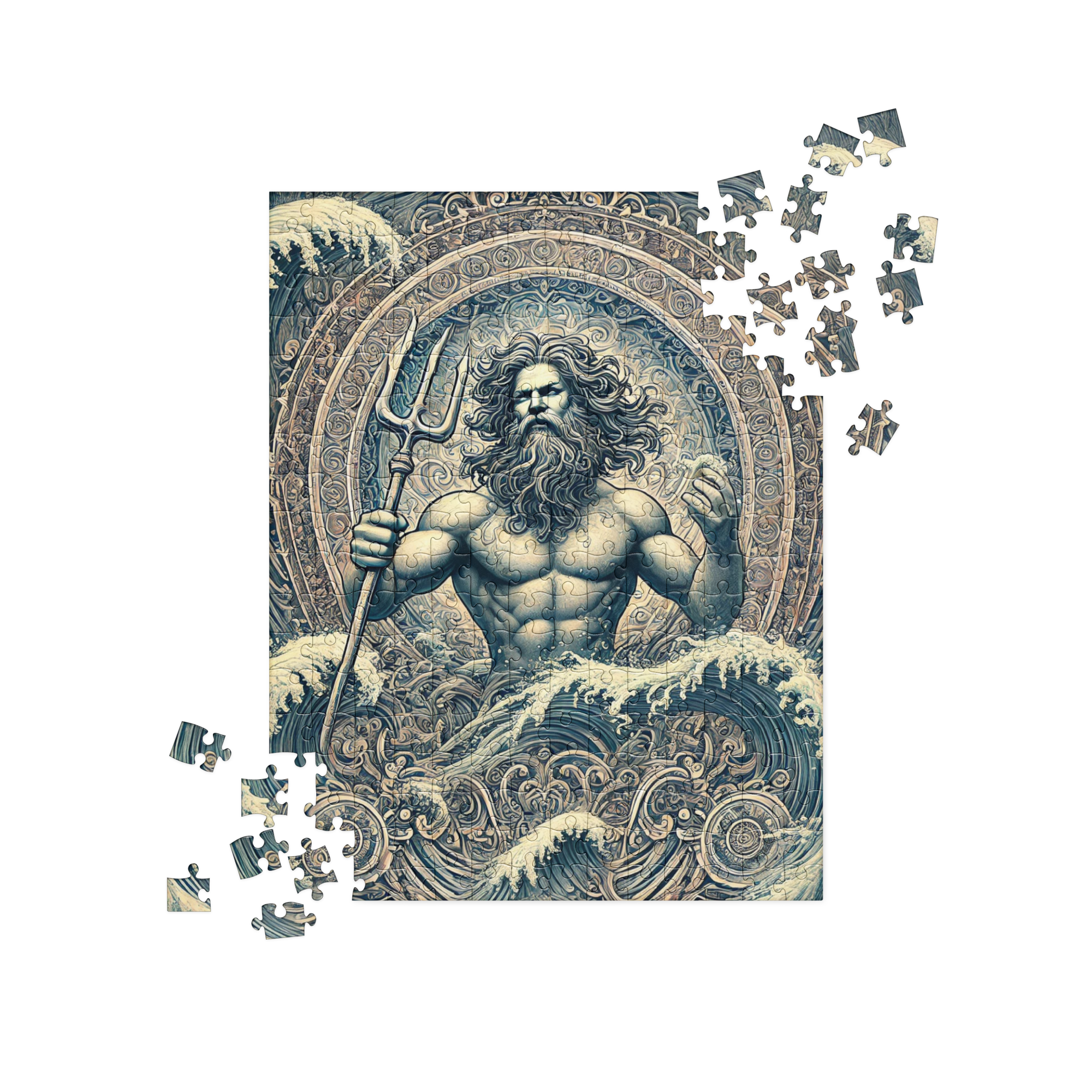 Poseidon Blue Mandalas Mythical Ocean Puzzle 252 pieces