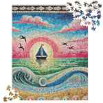 Mosaic Serene Sailboat Sunset Nautical Puzzle 520 pieces