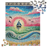 Mosaic Serene Sailboat Sunset Nautical Puzzle 520 pieces