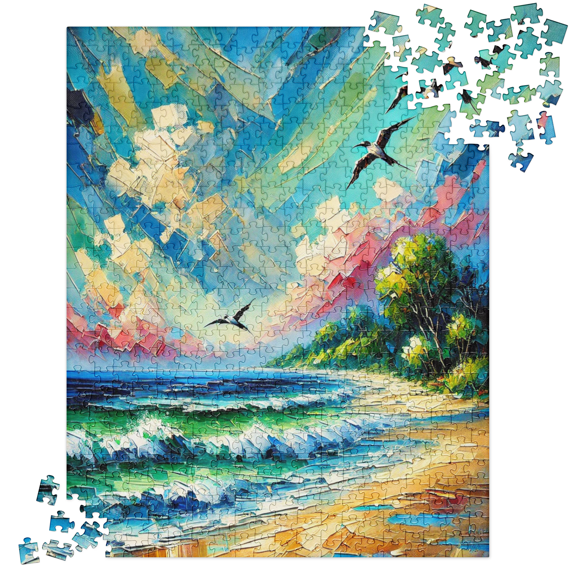 Post Impression Radio Beach Coastal Art Puzzle 520 pieces