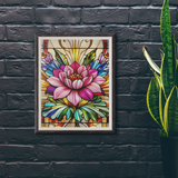 Stained Glass Style Water Lily - Canvas Wall Art