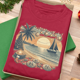 Beach Christmas with Sailboat Sunset Sand Dollars