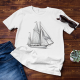 Cutter Rig Yawl Sailboat Line Art T-Shirt