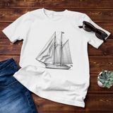 Gaff Rig Ketch Sailboat Line Drawing Unisex T-Shirt