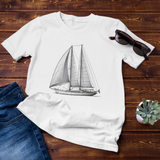 Ketch Sailboat Line Drawing T-Shirt