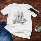 Classic Schooner Sailboat Line Art Unisex T-Shirt