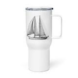 Ketch Sailboat Line Drawing Travel Mug