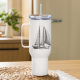 Ketch Sailboat Line Drawing Travel Mug