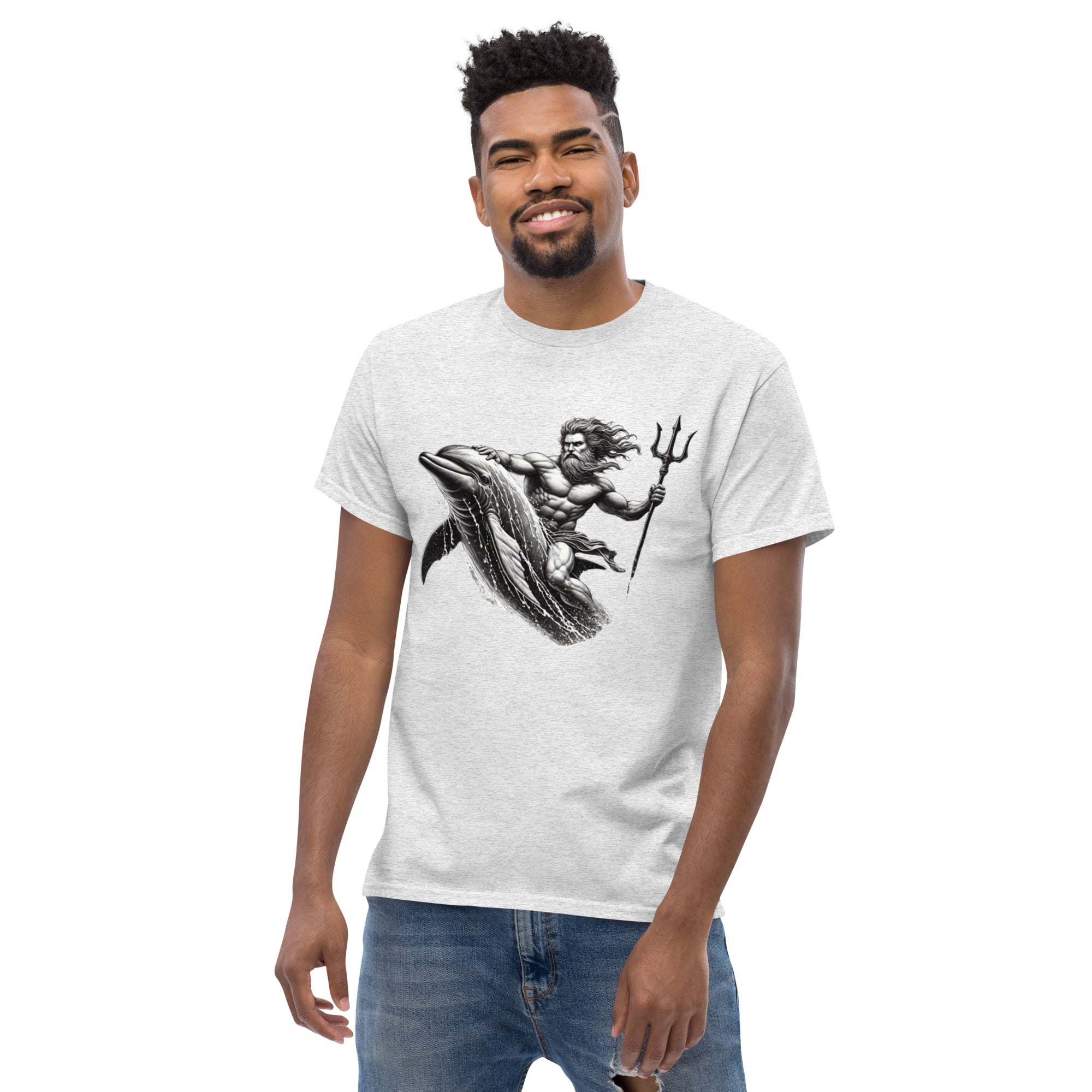 Poseidon Surfing Dolphin T-Shirt in Ash