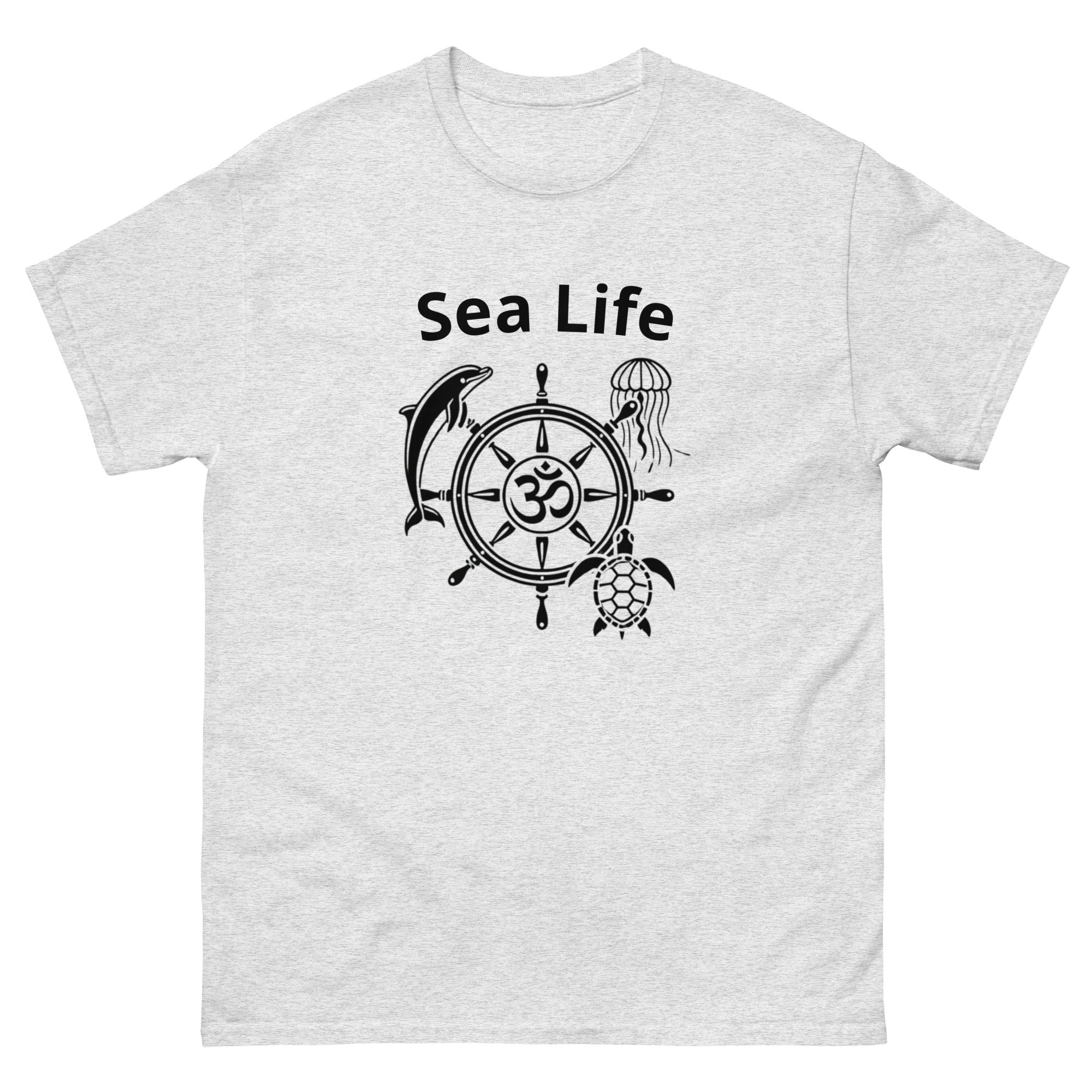 Sea Life Om T-Shirt in Ash