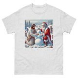 Santa and Jesus making a snowman tee