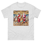 Santa and Jesus riding a carousel tee